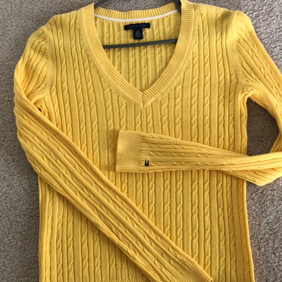 Tommy Hilfiger Sweaters - Tommy Hilfiger yellow cable knit sweater Like new!